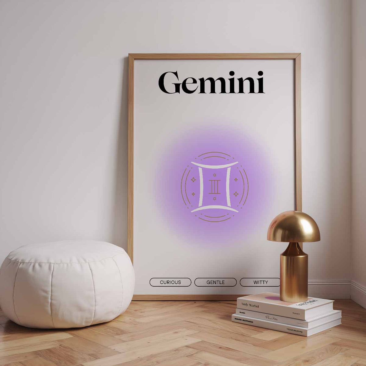 Zodiac Gemini – staande muurposter met mindful uitstraling