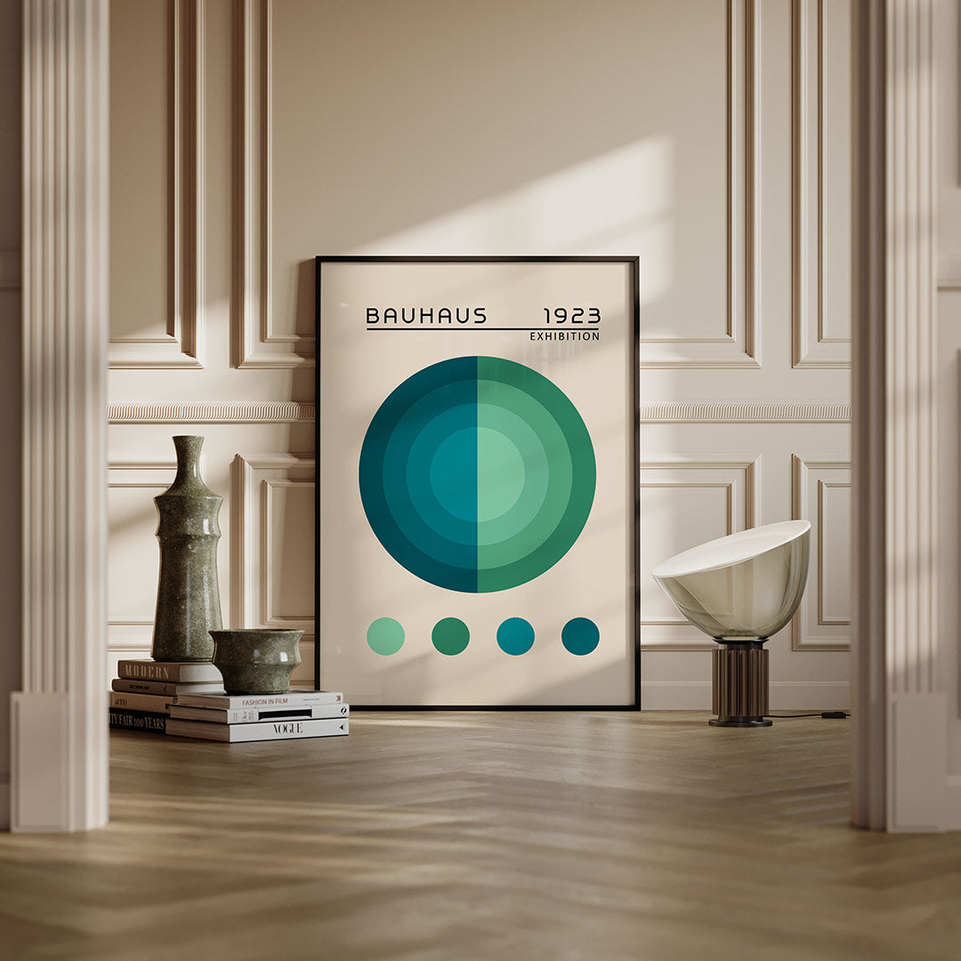 Cirkelvormen en lijnen – moderne Bauhaus wandkunst als poster