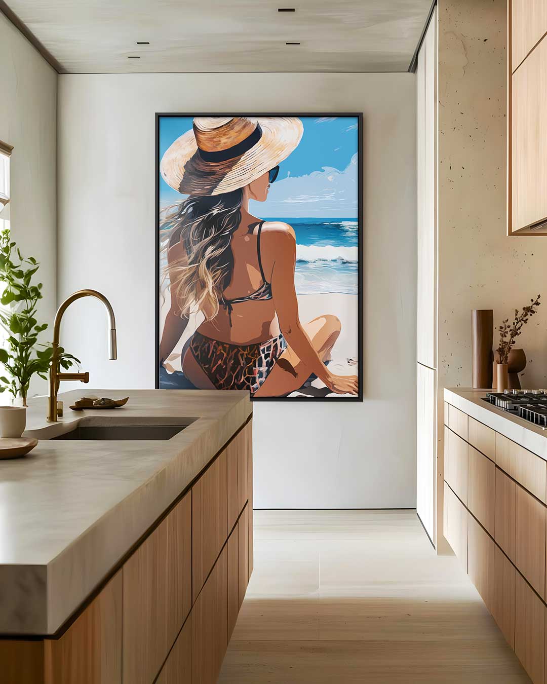 Stranddromen in de Zomerzon – canvas wanddecoratie in portret formaat