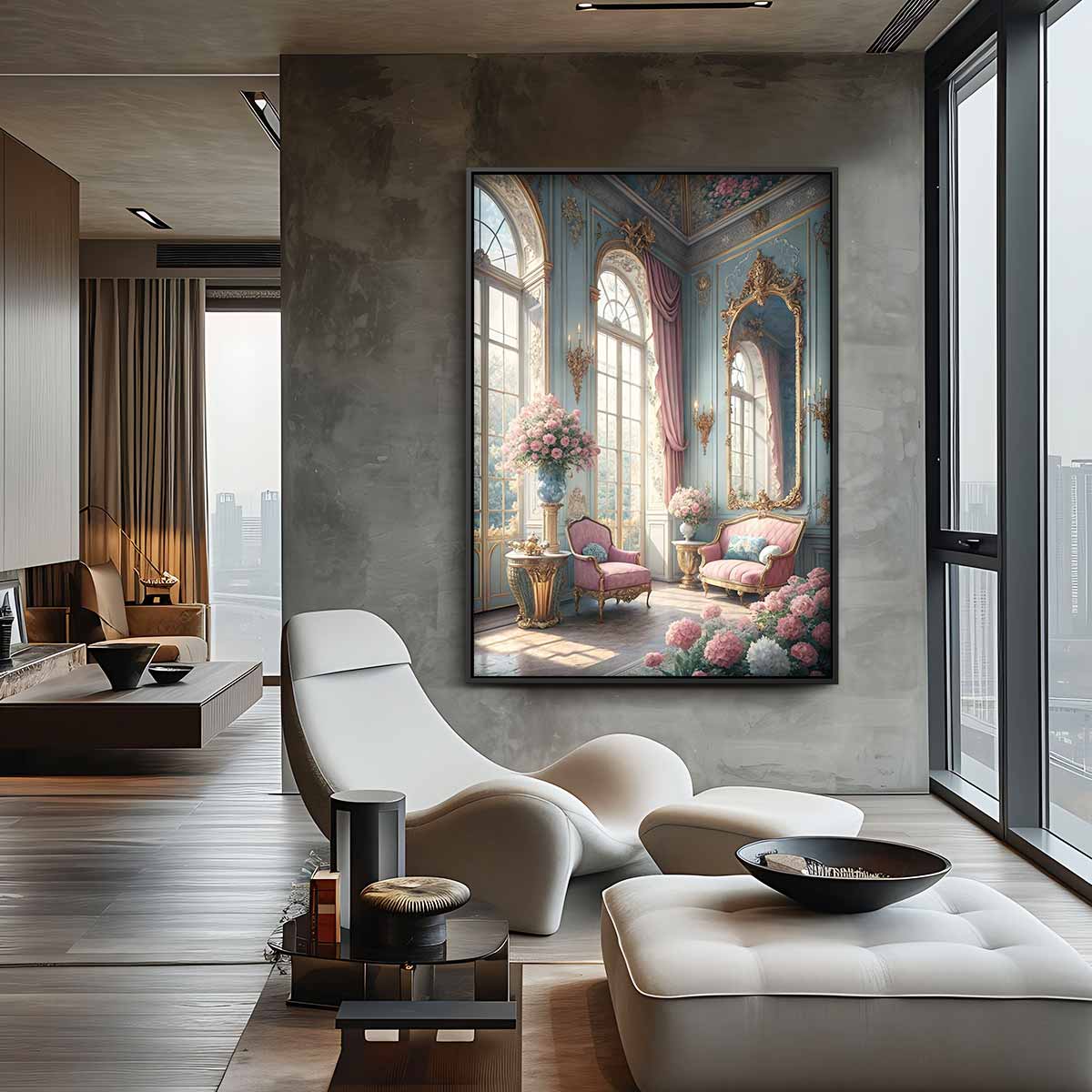 Romantische Bloemenpracht – staand kunstwerk voor modern interieur
