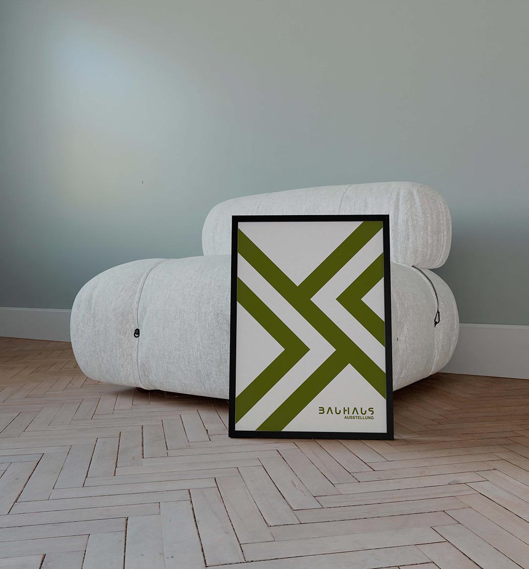 Lijnenspel en kleur – geometrische poster in Bauhaus-stijl van WallArtistic