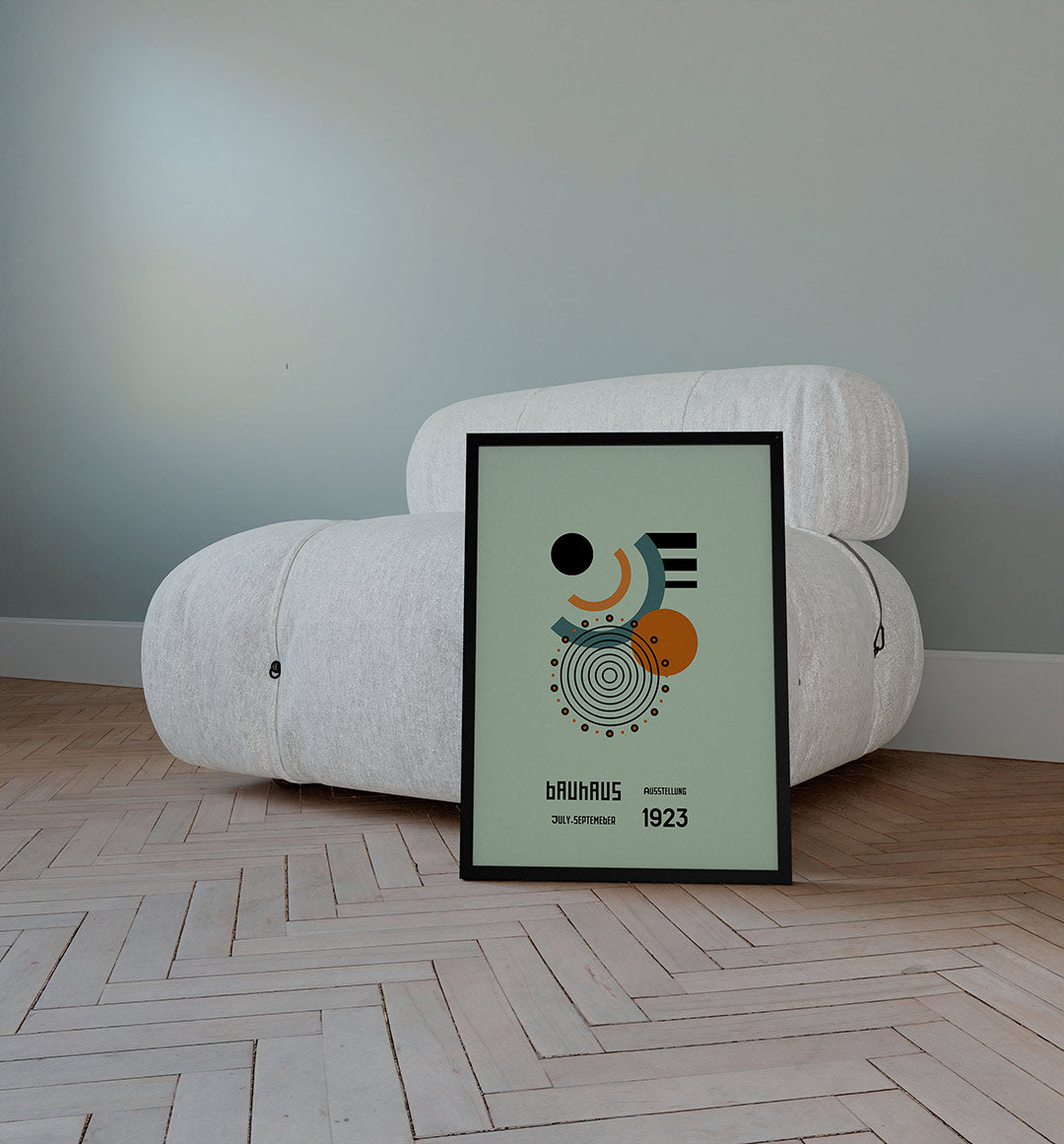 Cirkelvormen en lijnen – staande Bauhaus poster voor aan de muur