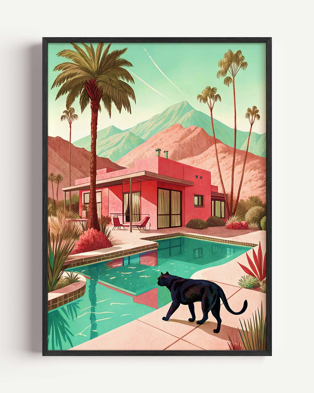 Retro Palm Springs – dieren portret poster als wanddecoratie