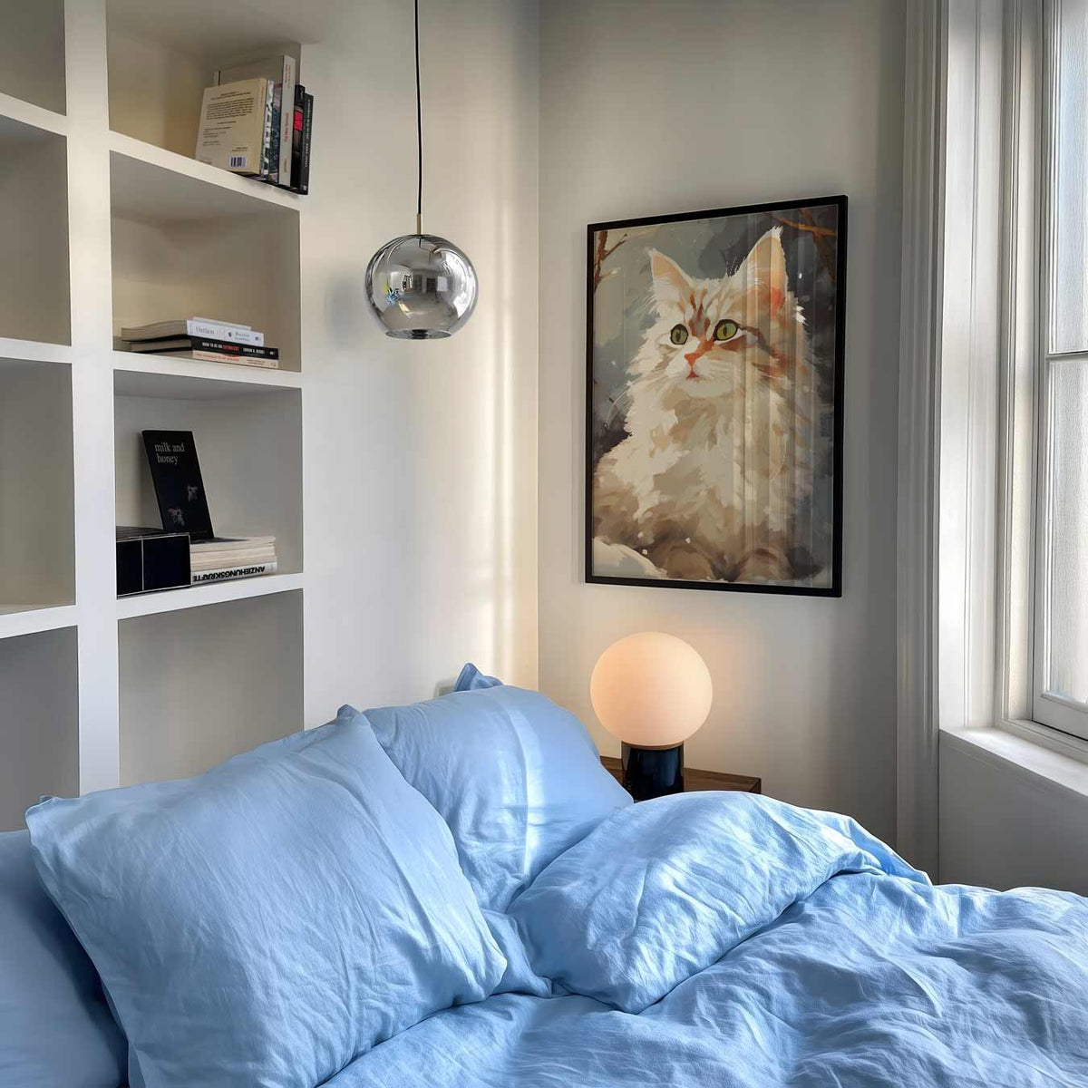Kat in de Sneeuw – staande muurposter met dierenthema