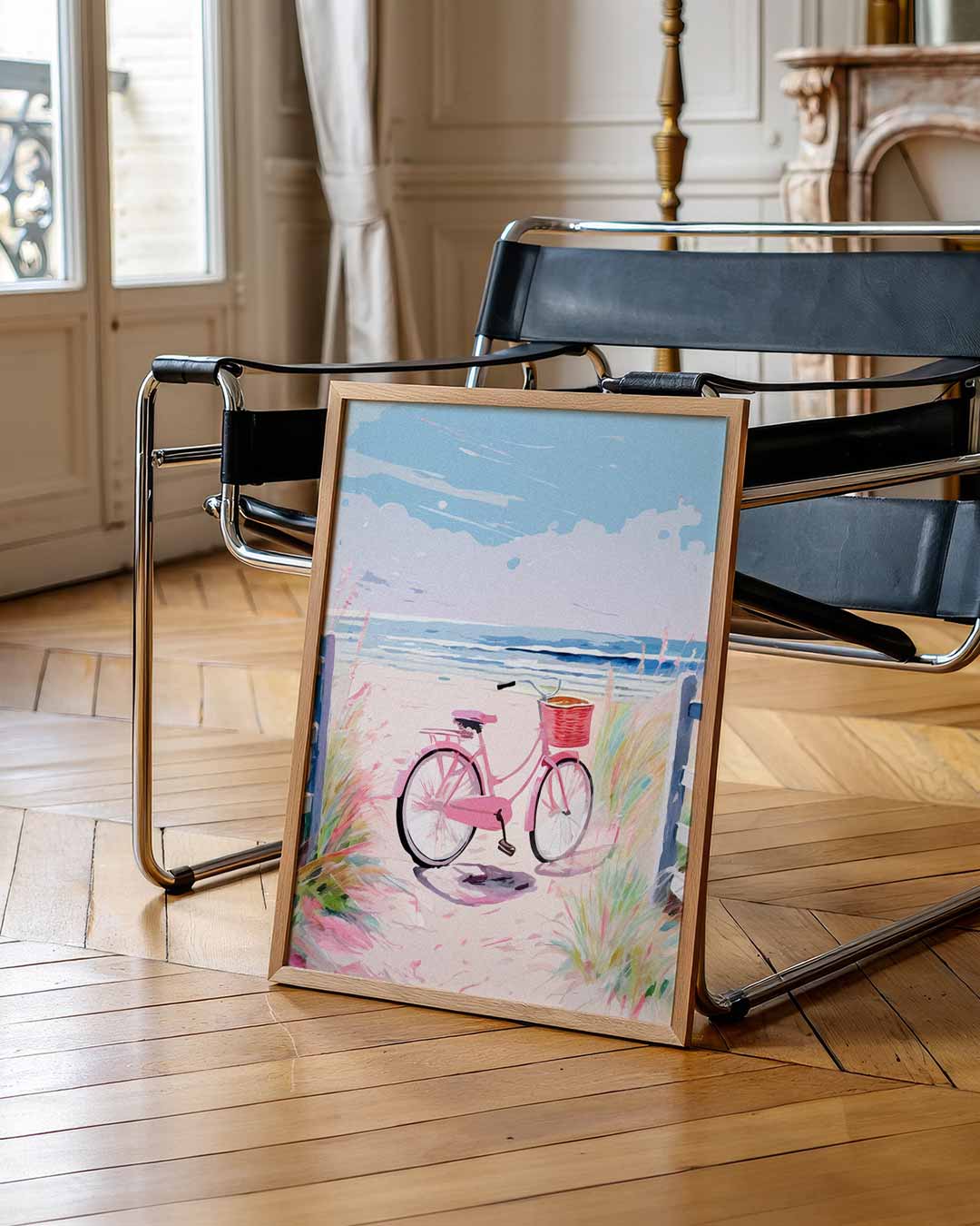 Zomerse Strandfiets – urban poster in staand formaat