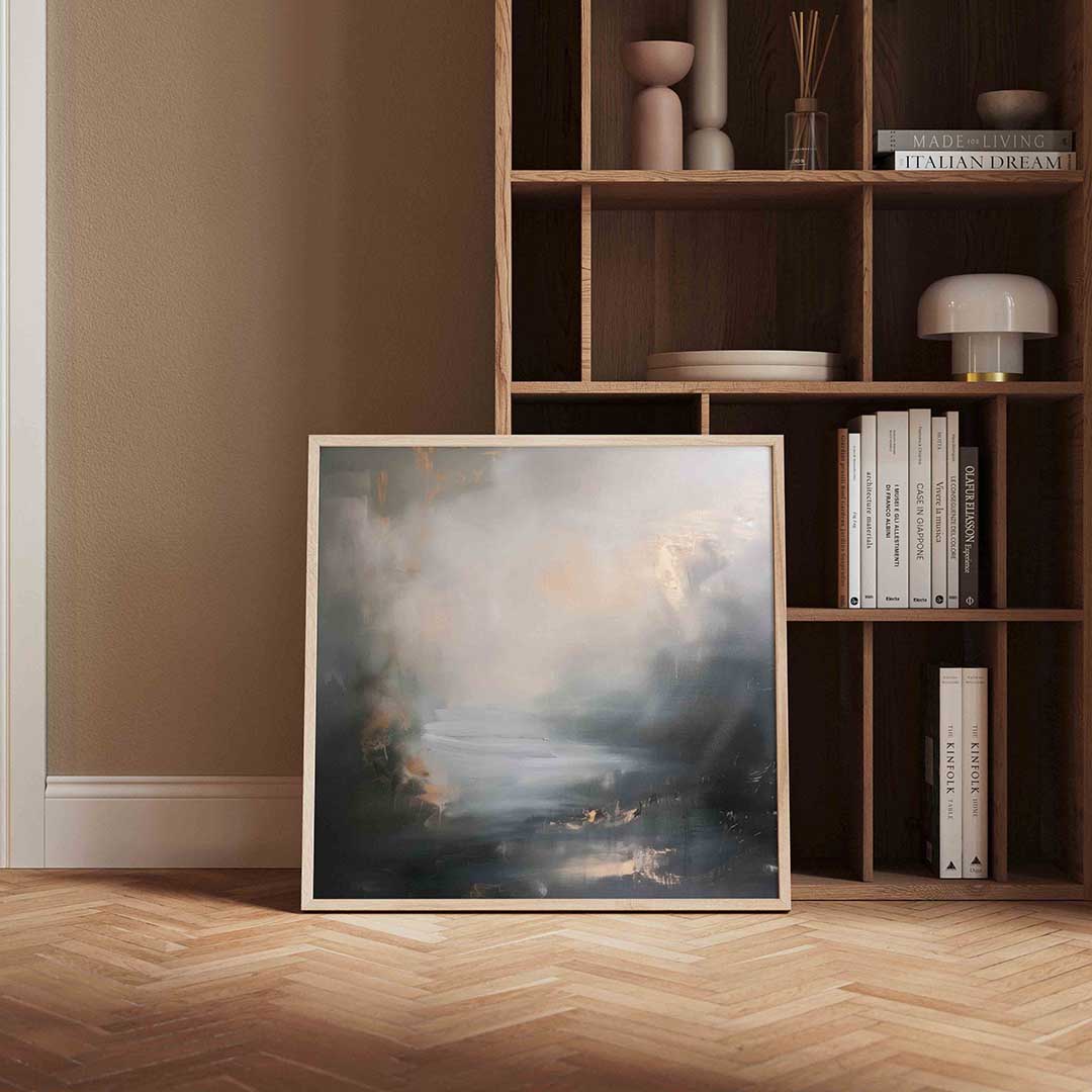 Abstracte mistige landschappen – vierkante wanddecoratie met kleur en vorm van WallArtistic