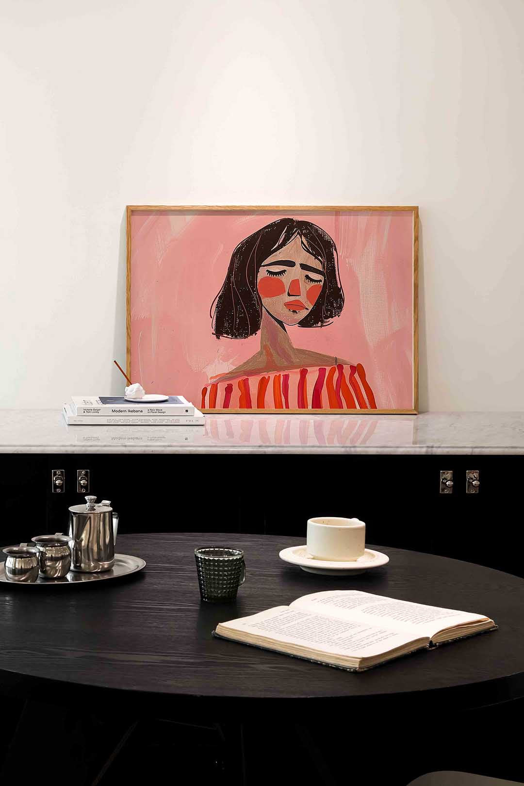 Vrouw met gesloten ogen – portret poster in liggend formaat