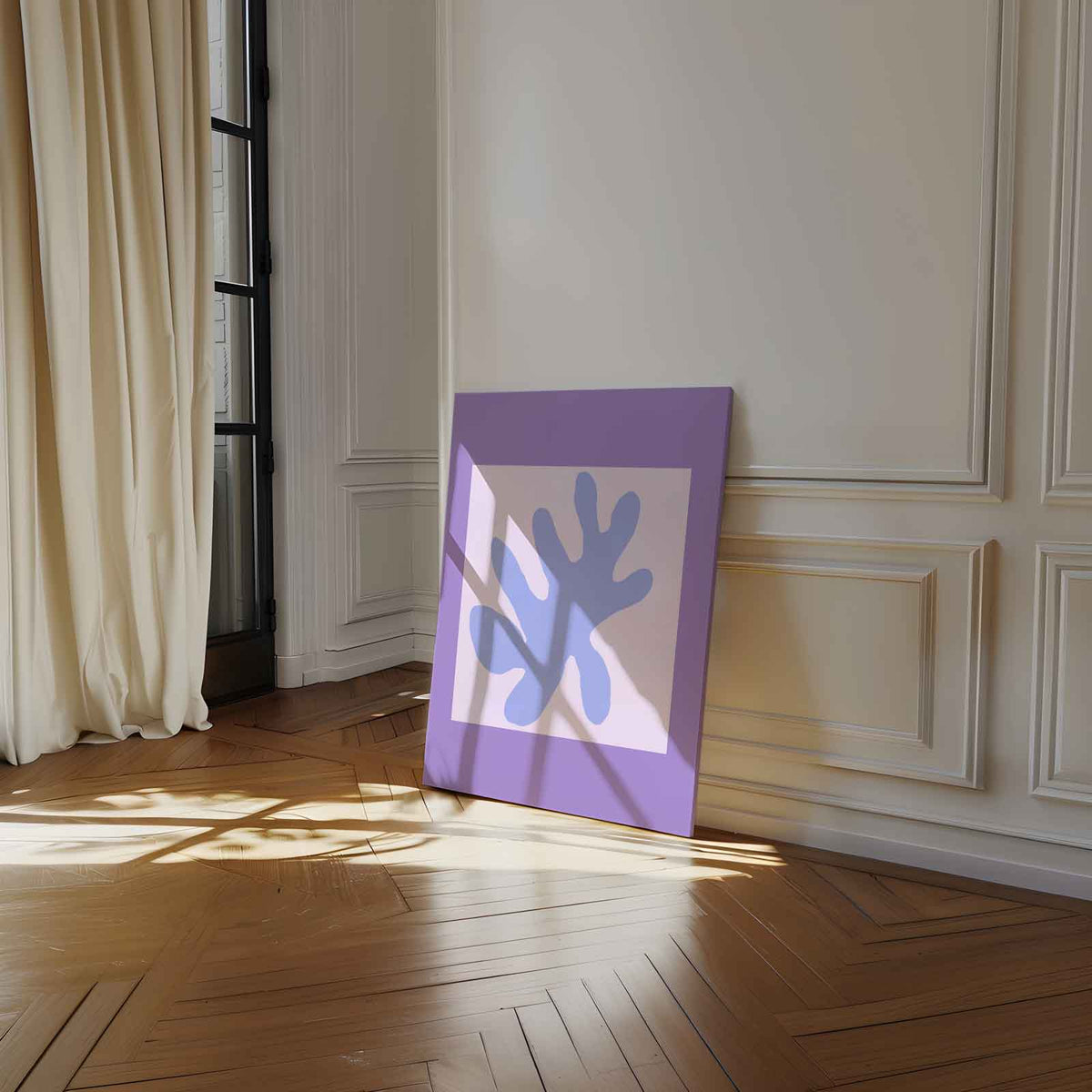 Abstracte Bladvorm in Paarstinten – modern portret kunstwerk van WallArtistic