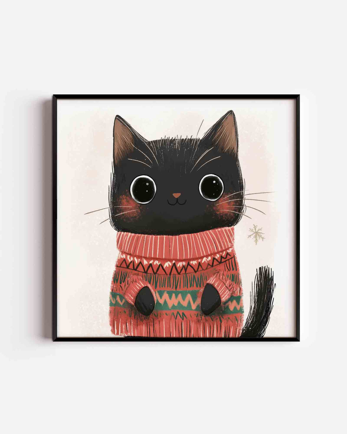 Kat met trui – vierkante kinderposter als wanddecoratie