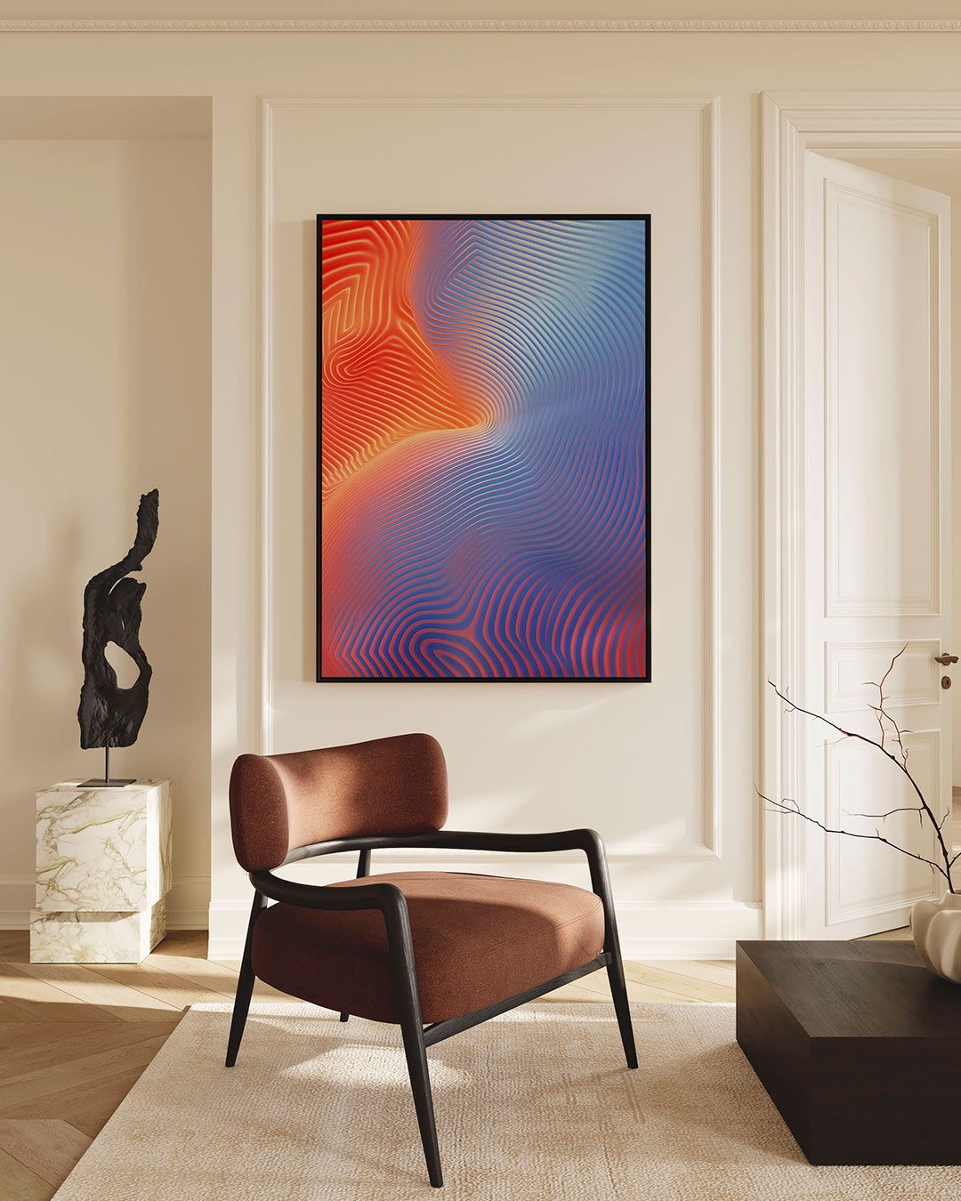Golvende kleuren – staande wanddecoratie