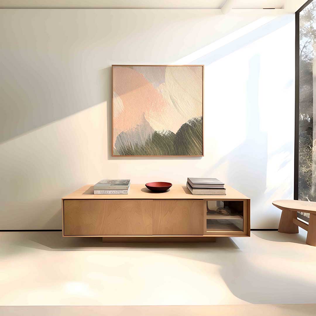 Abstracte penseelstreken – vierkante schilderkunst wanddecoratie van WallArtistic