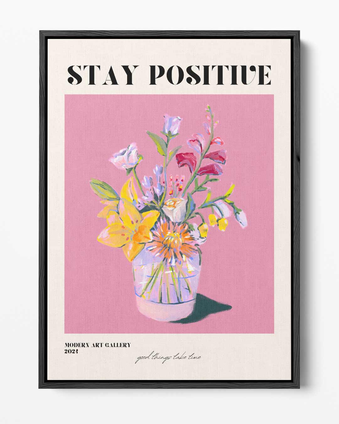 Bloemrijke Positiviteit – portret kunstwerk als wanddecoratie