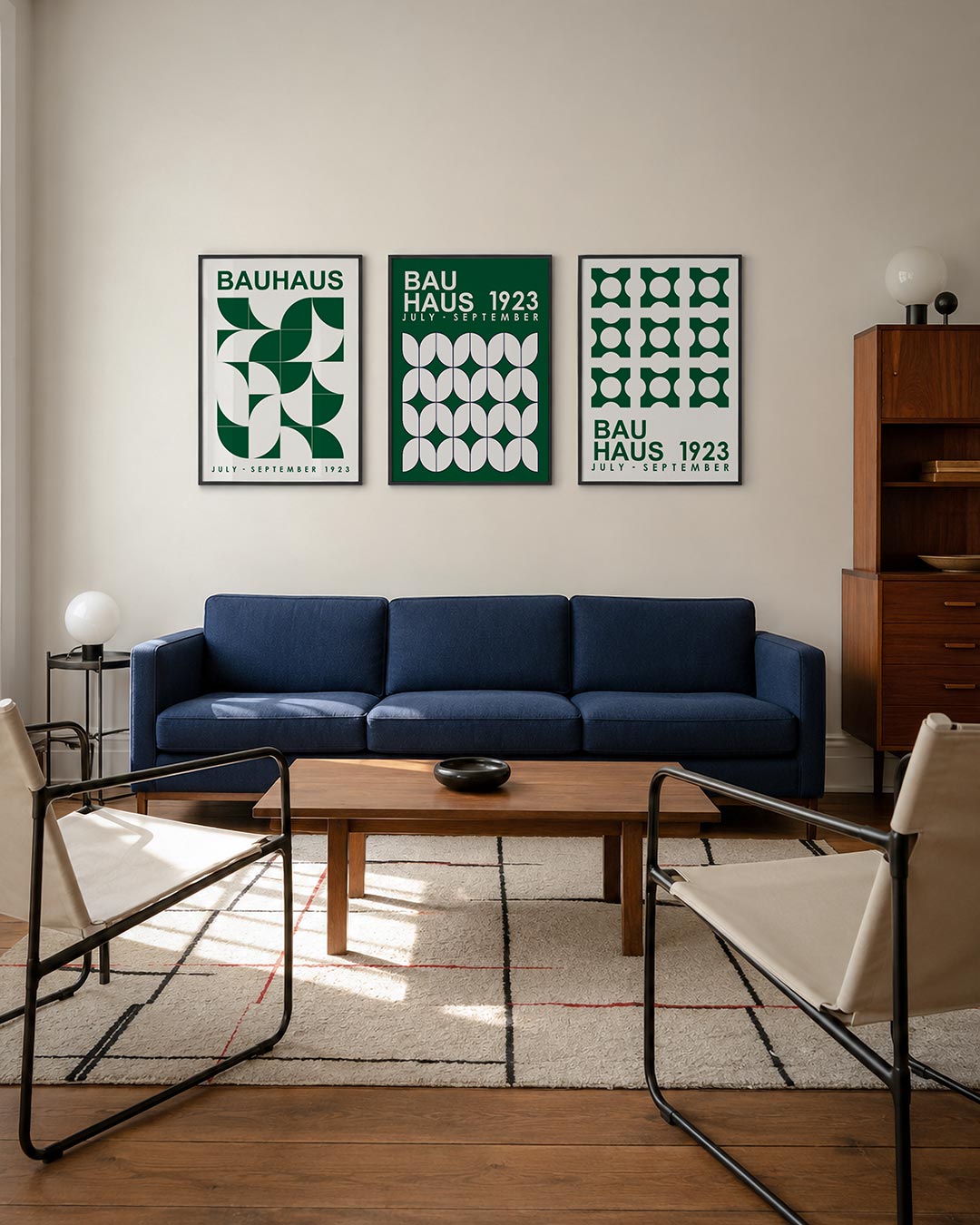 Vorm en kleur driedelige posterset – deze posterset in drie delen toont een speelse combinatie van groene en witte vlakken.
