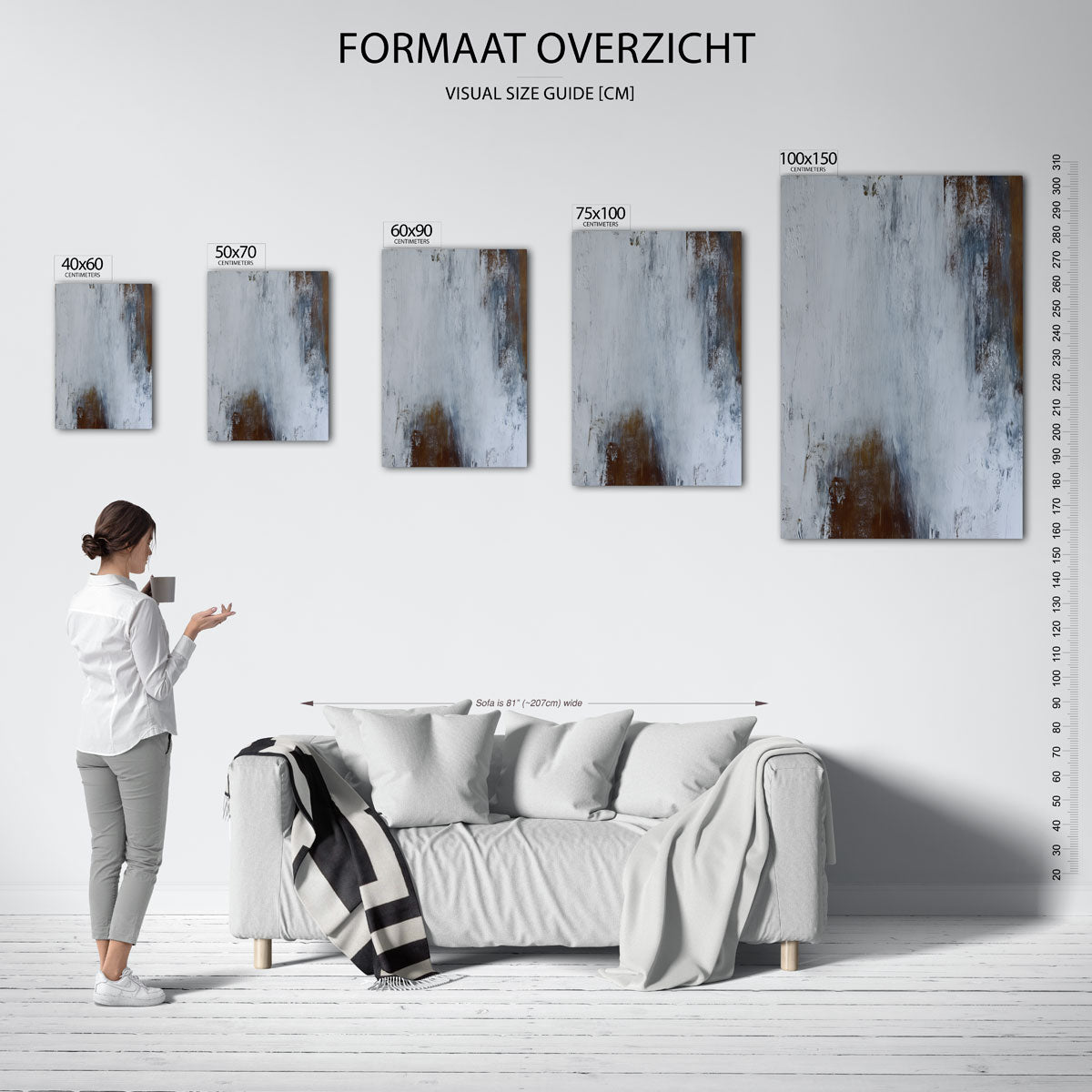 Gelaagde texturen – moderne staande wandkunst
