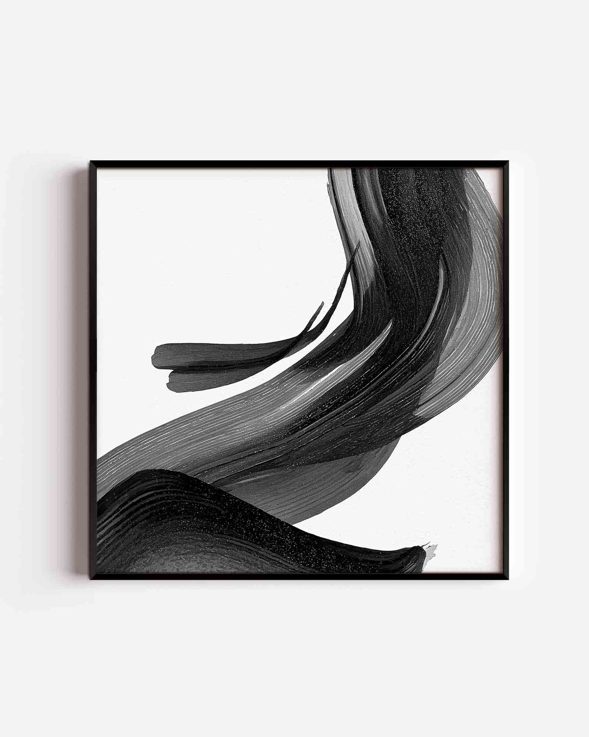 Abstracte zwarte penseelstreken – abstracte vierkante poster als wanddecoratie