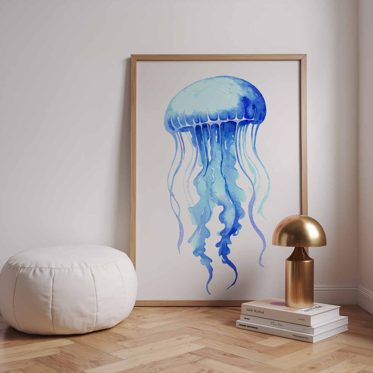 Watercolor Kwallen – dierenillustratie als portret poster