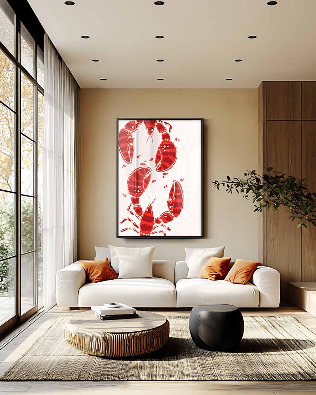 Speelse Kreeften Illustratie – plexiglas wanddecoratie in portret formaat