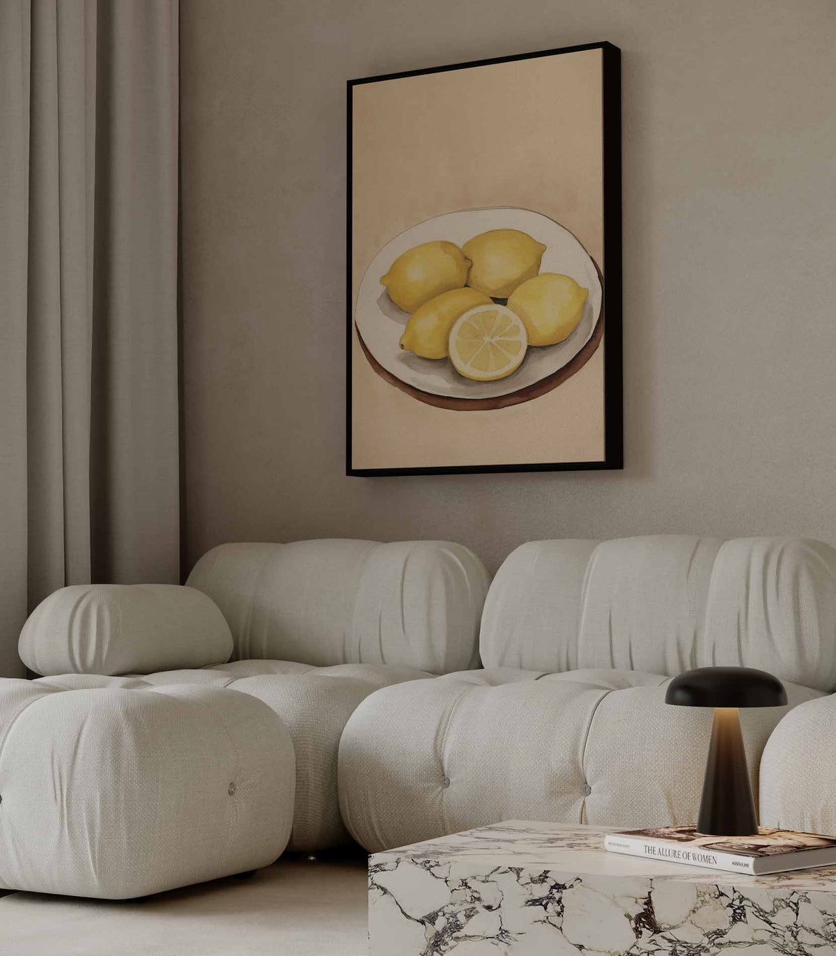 Zomers Citroen Stilleven – staande wandkunst voor woonkamer of interieur