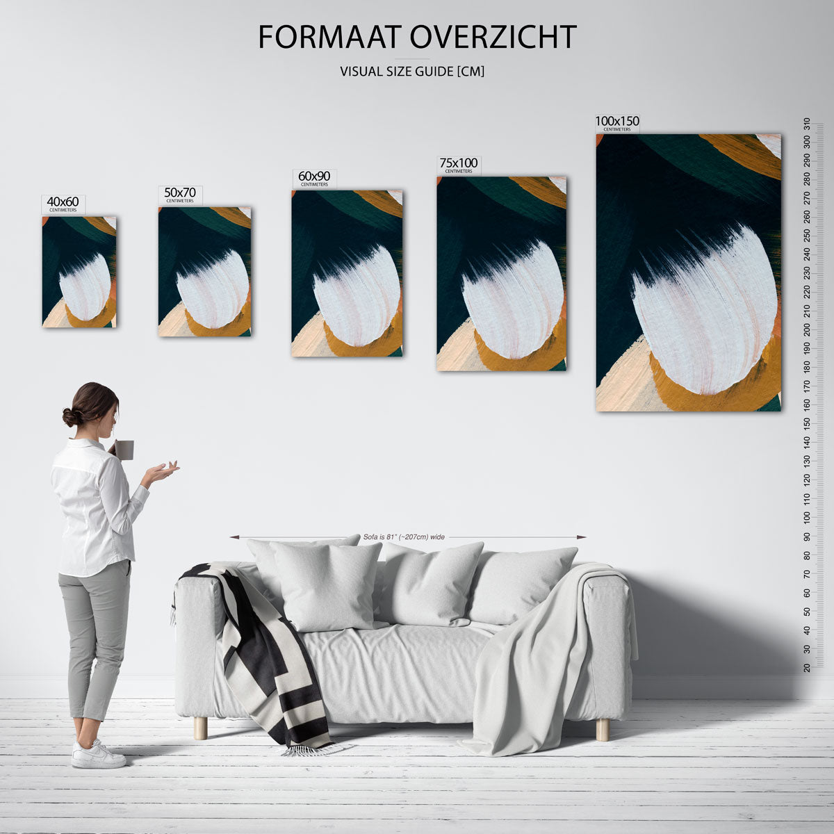 Dynamische kleurencompositie – staande wanddecoratie van WallArtistic