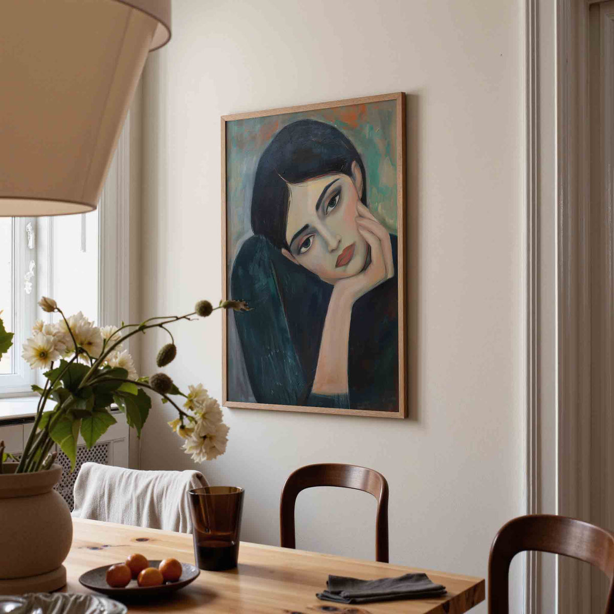 Portret van vrouw – eigentijdse illustratie poster in staand formaat