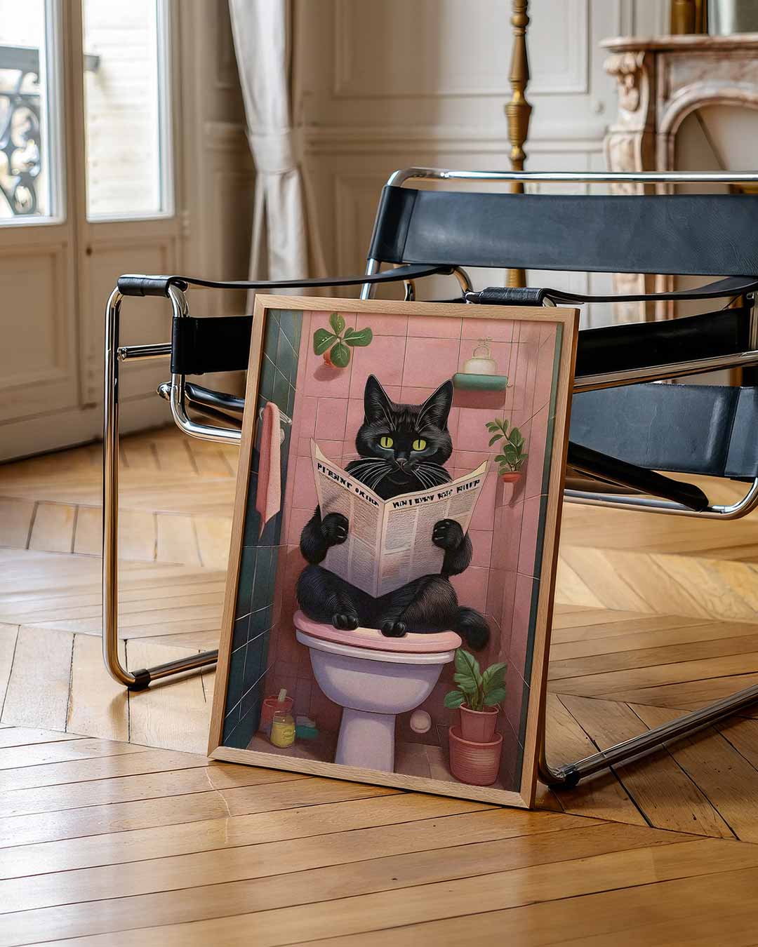 Kat op het Toilet – urban poster in staand formaat
