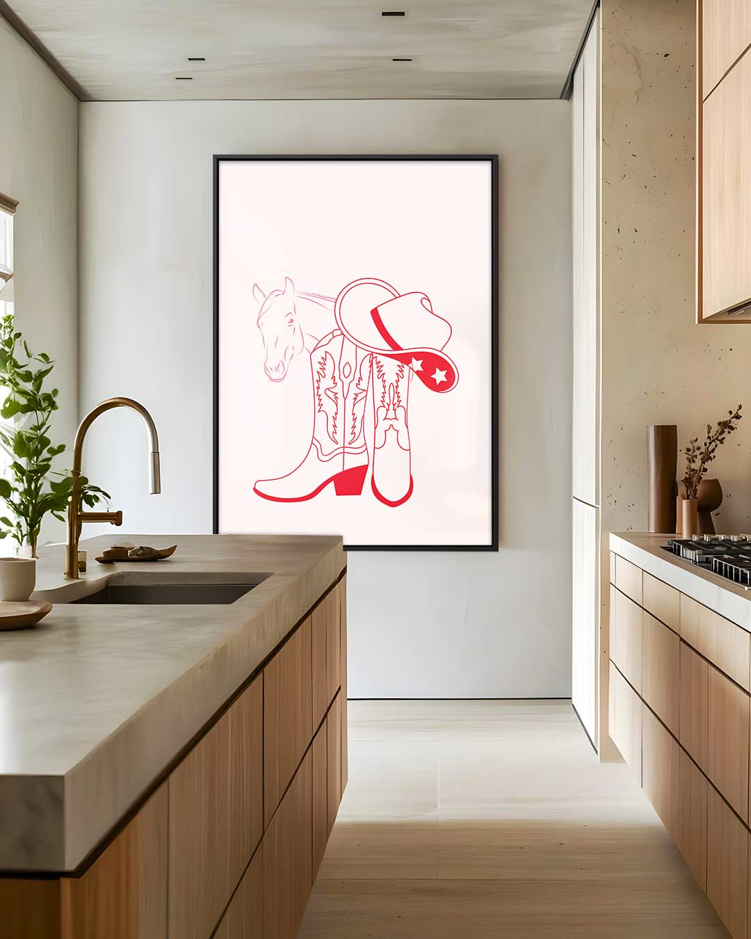 Cowboy Chic Illustratie – kunstwerk met zwarte baklijst