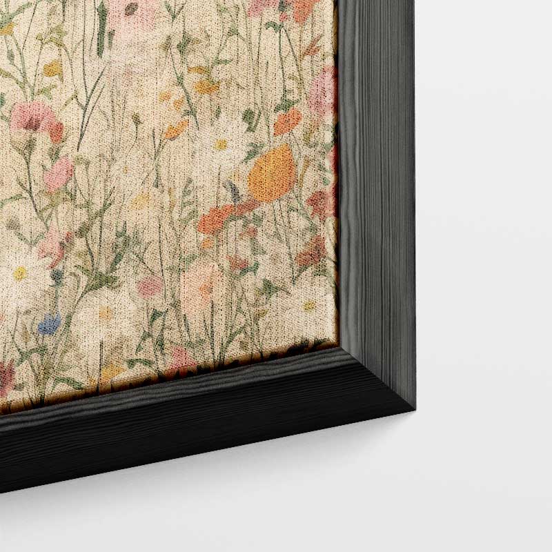 Veld Vol Wildbloemen – kunstwerk met zwarte baklijst