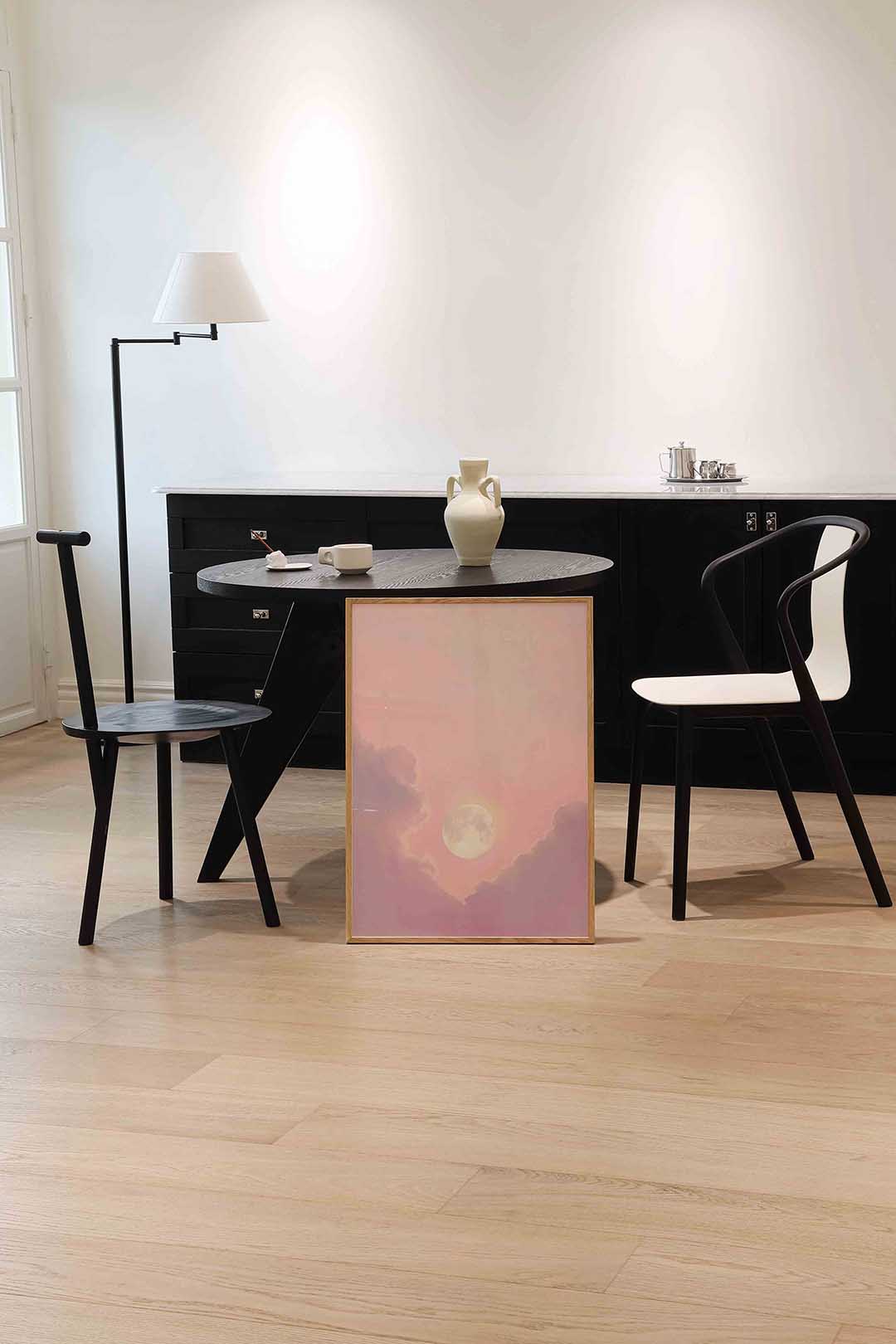 Maan en wolken – abstracte wandkunst als portret poster
