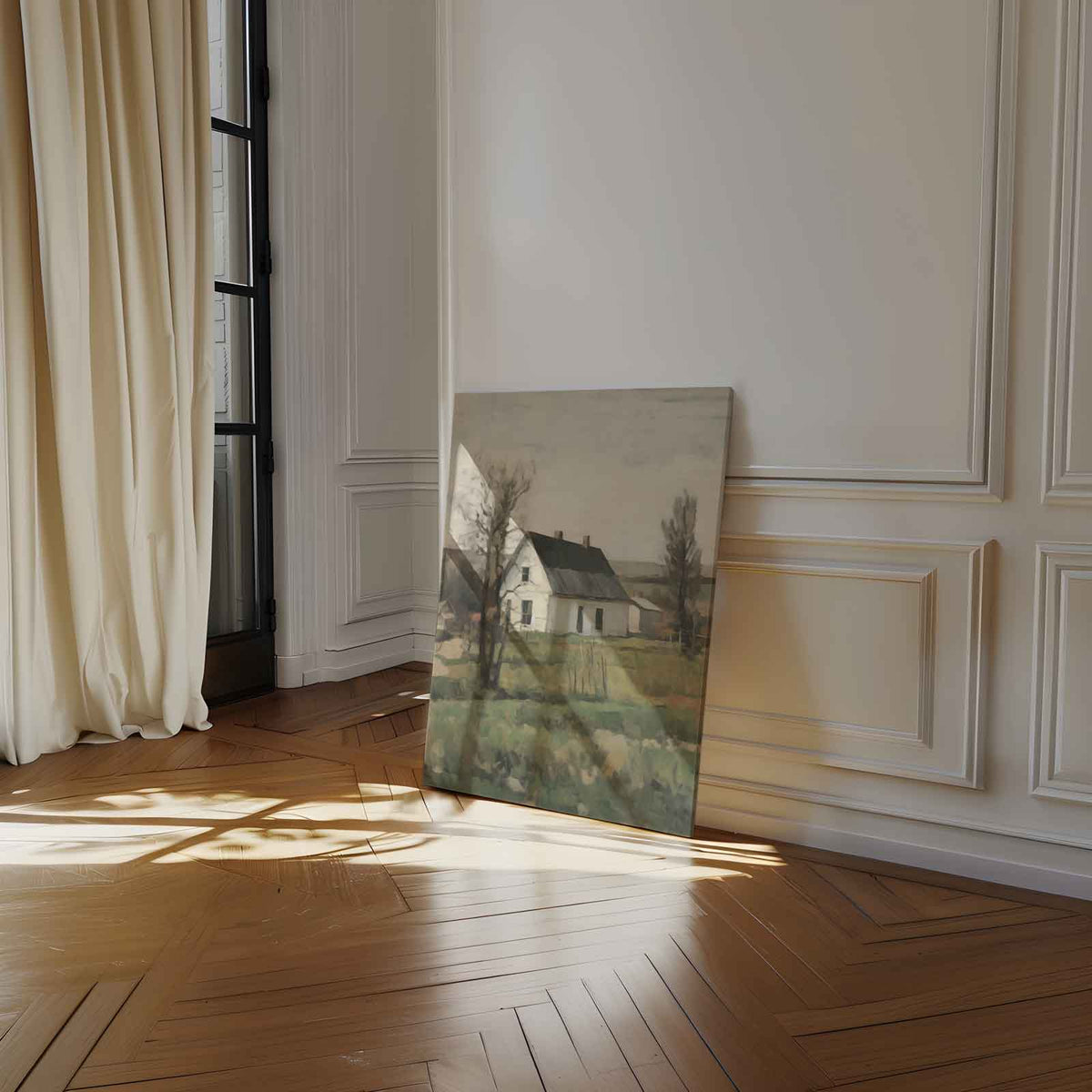 Rustiek Landhuis op het Platteland – plexiglas wanddecoratie in portret formaat