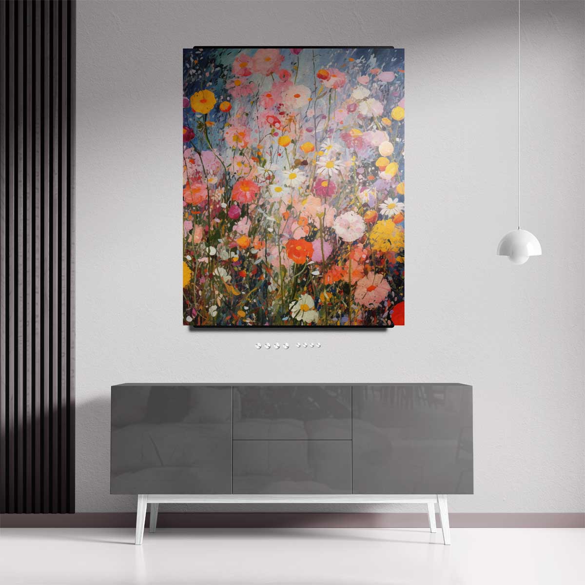 Kleurrijke Bloementuin Schilderij – staand kunstwerk voor modern interieur