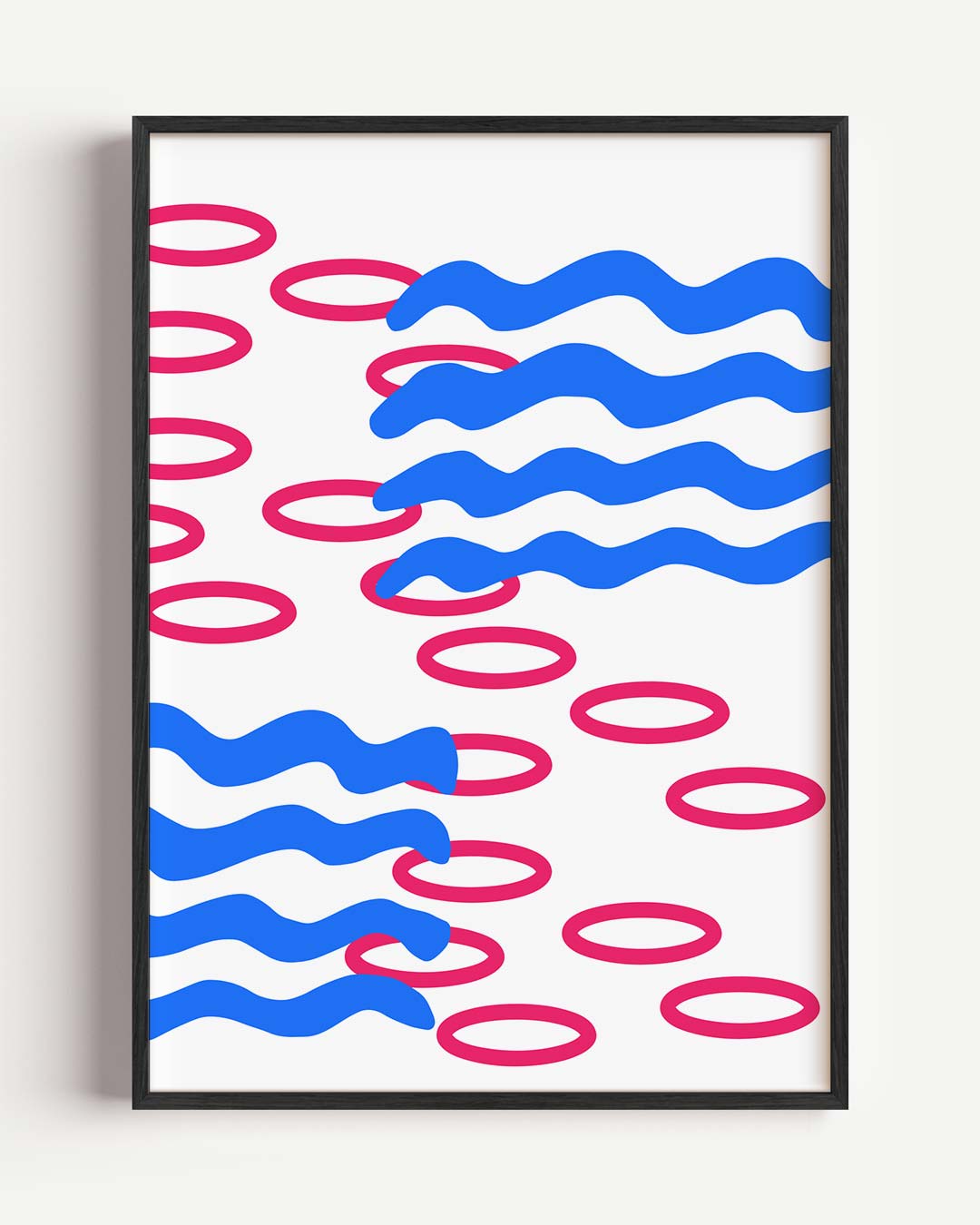 Kleurrijke Golven en Cirkels – kleurrijke abstracte portret poster als wanddecoratie