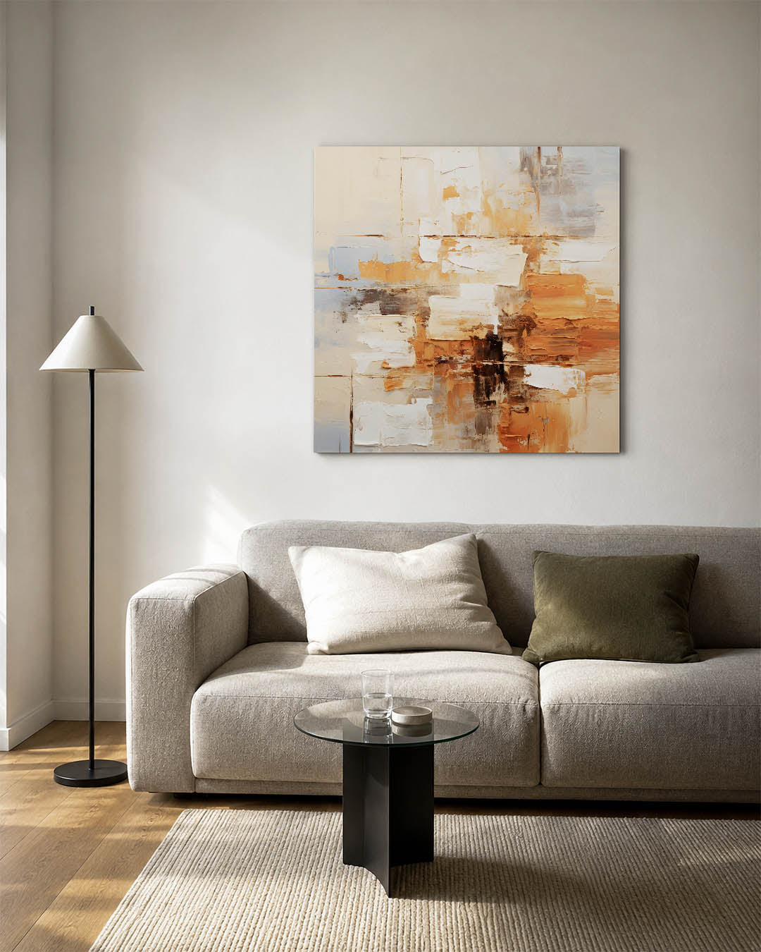 Dynamische kleurvlakken kunstwerk – vierkante wanddecoratie – dit werk toont een levendige compositie van rechthoekige