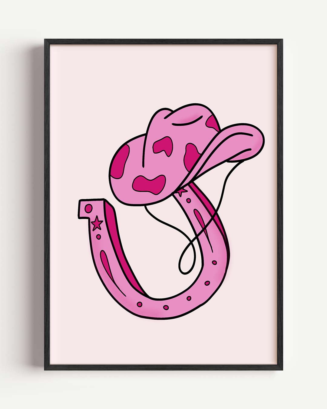 Roze Cowboy Magie – paas portret poster als wanddecoratie