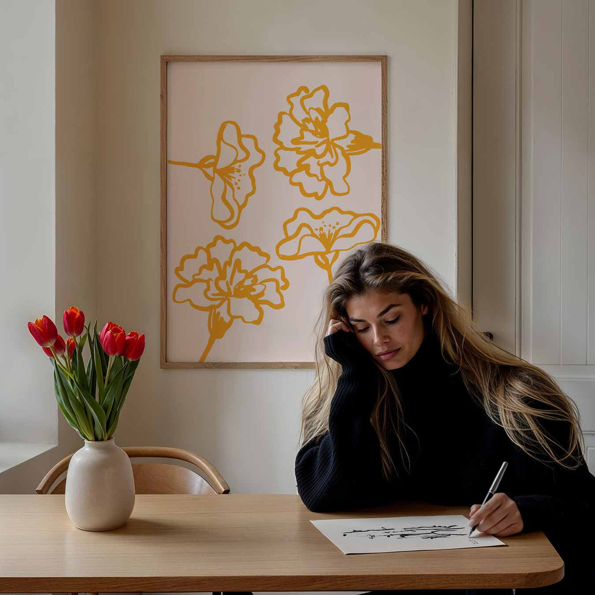 Bloeiende Oranje Bloemen – keuken portret poster, afbeelding 7