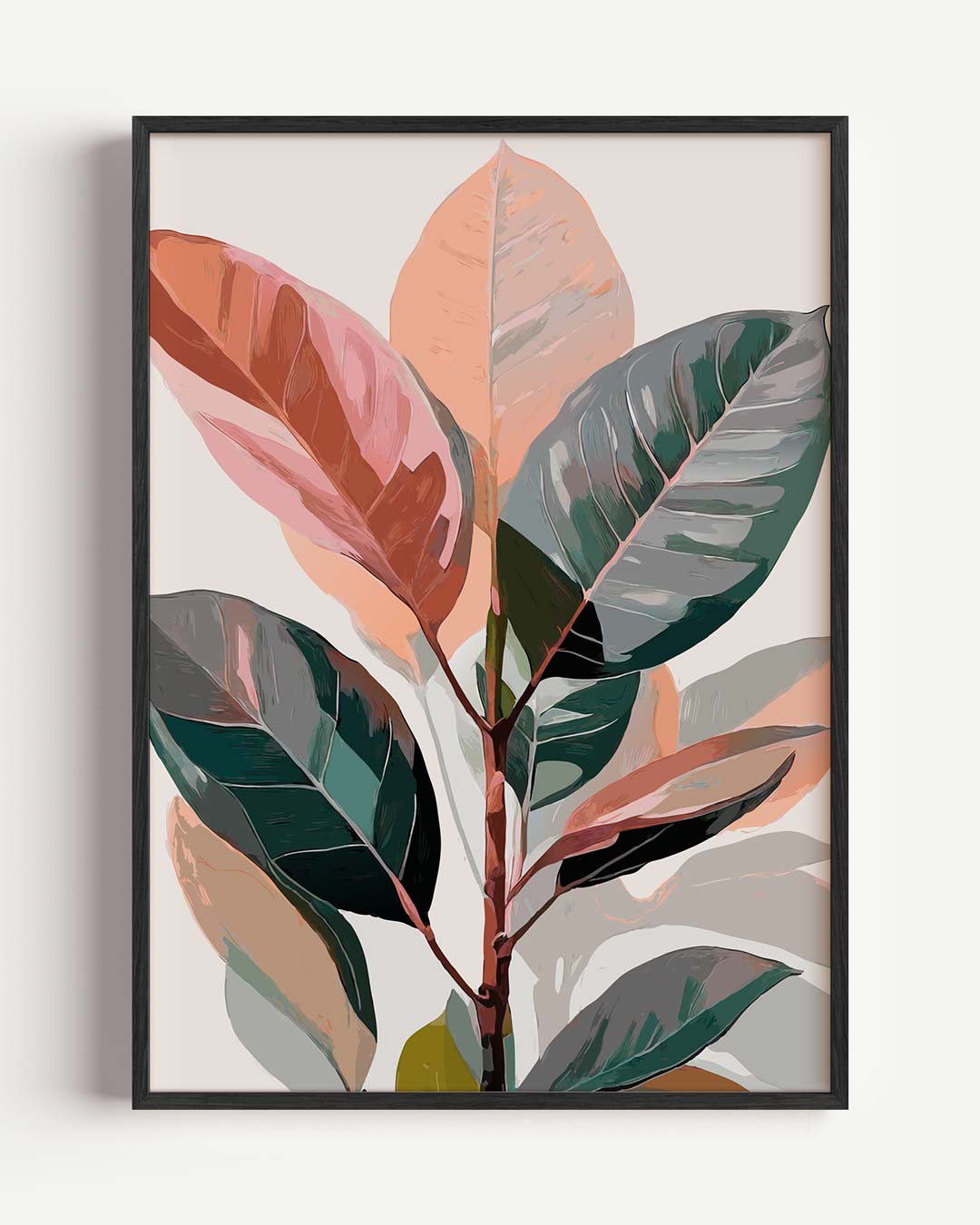 Botanische Kunstposter met Vrolijke Bladeren – bloemen portret poster als wanddecoratie
