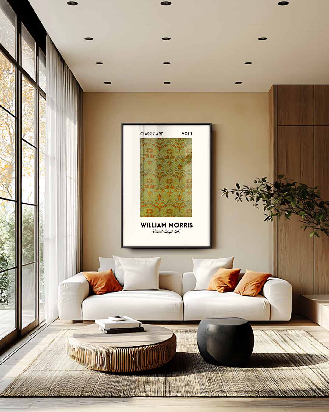 Klassiek Bloemenpatroon Print – kunstwerk met zwarte baklijst