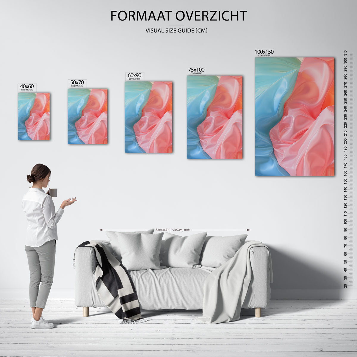 Vloeiende kleuren – Wanddecoratie kunstwerk – moderne staande wandkunst