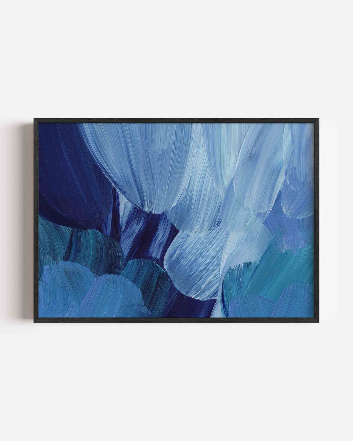 Abstracte blauwe penseelstreken – schilderkunst landscape poster als wanddecoratie