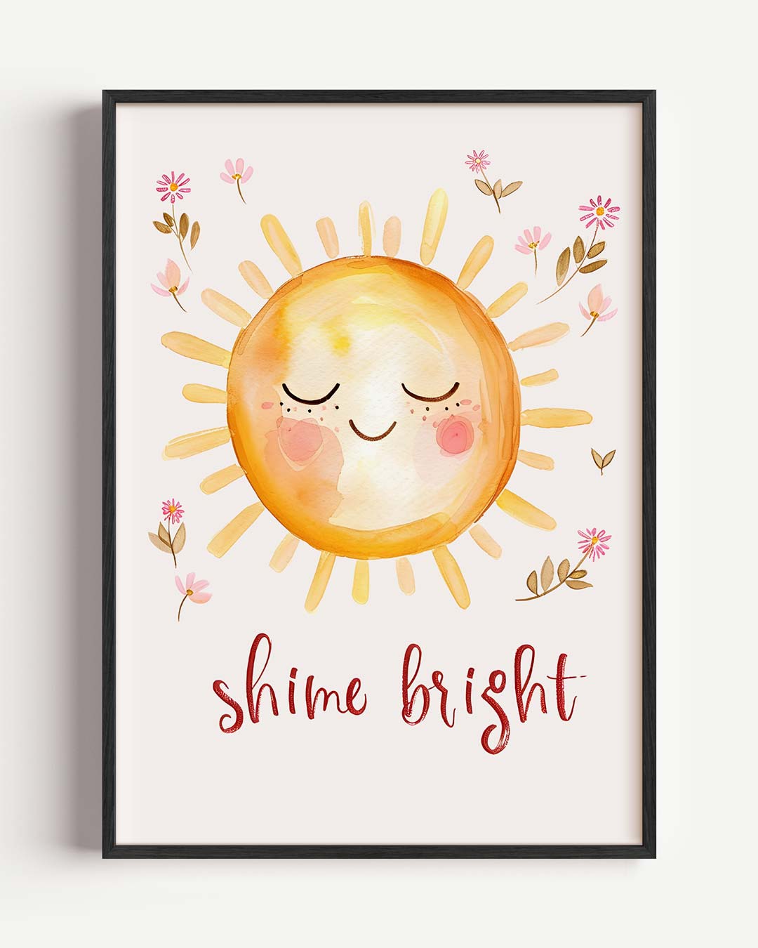 Stralende Zon Bloemenposter – kids portret poster als wanddecoratie