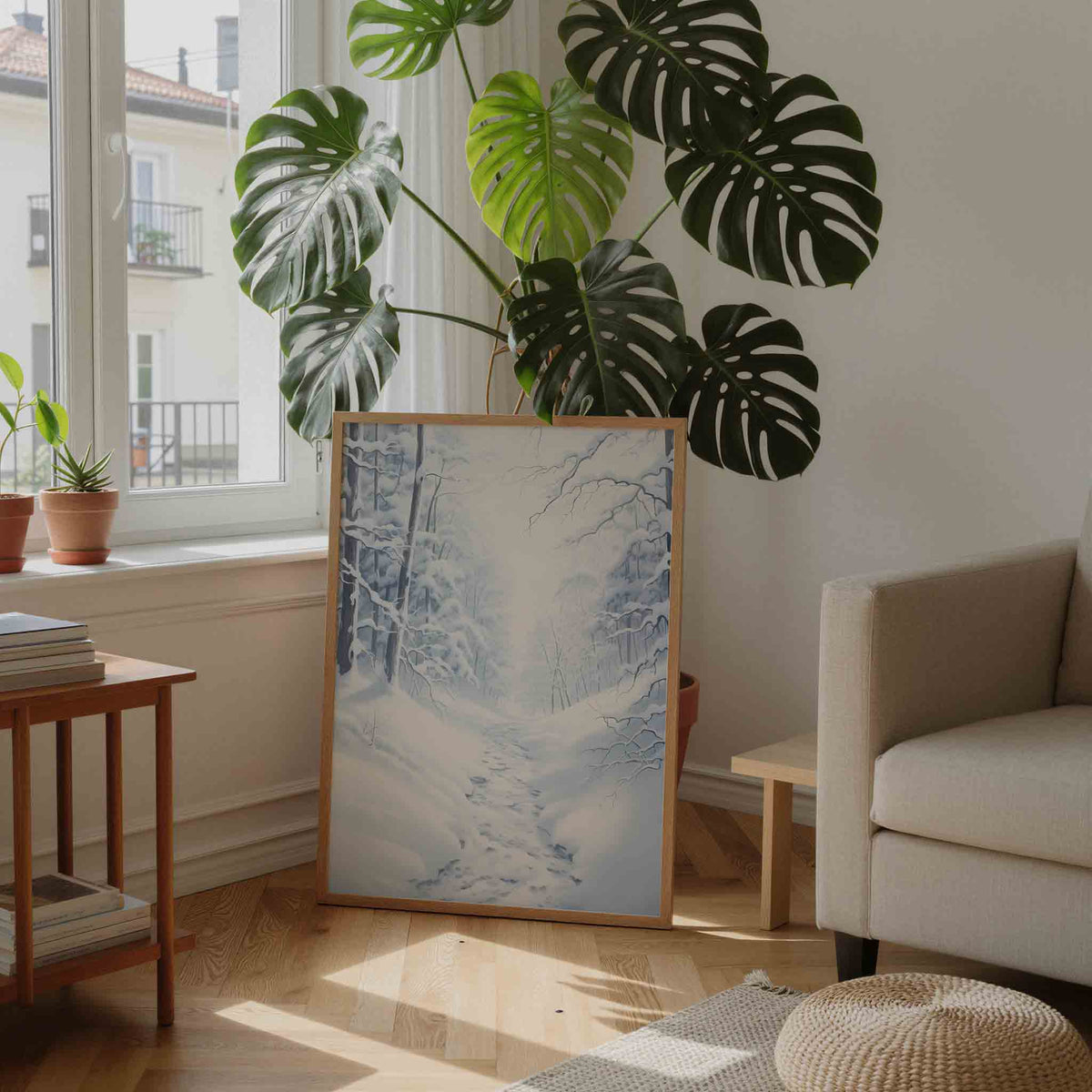 Sneeuwlandschap – feestelijke wandkunst als portret poster