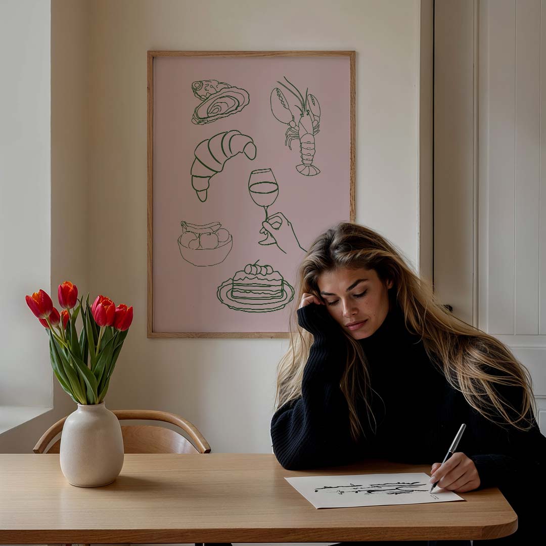Culinaire Lijntekening – culinaire wandkunst als portret poster