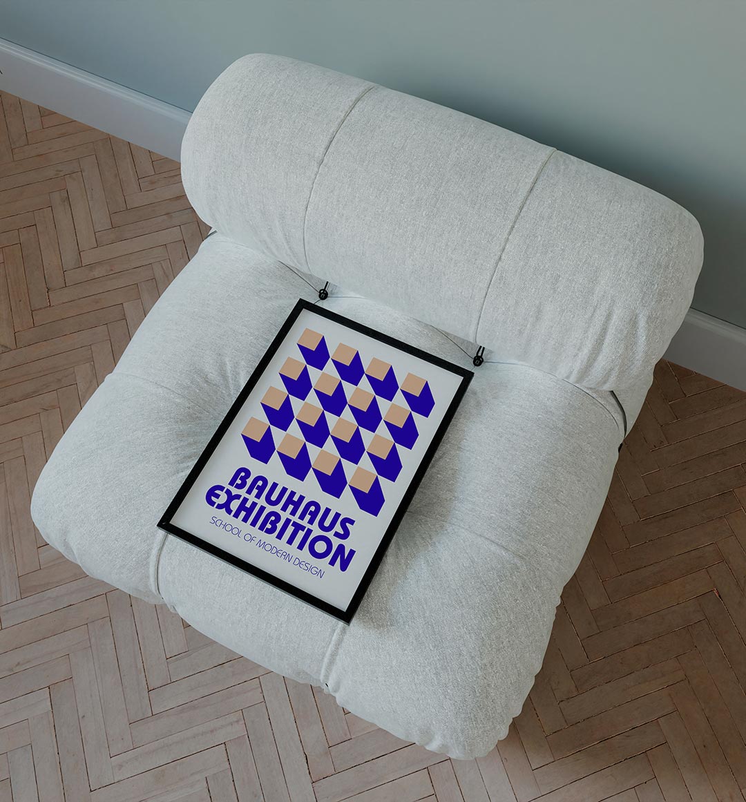 Vorm en schaduw – staande Bauhaus poster voor aan de muur