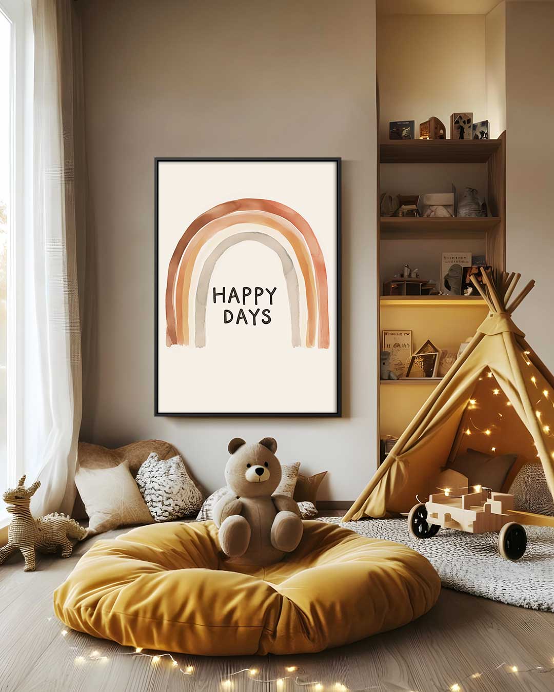 Happy Days Regenboog Print – staand kunstwerk voor modern interieur