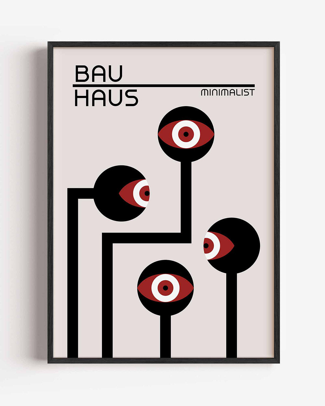 Lijnen en ogen – staande Bauhaus poster als wanddecoratie