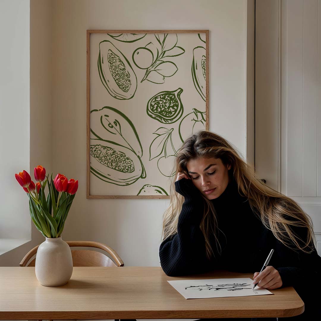 Fruit illustratie – culinaire wandkunst als portret poster