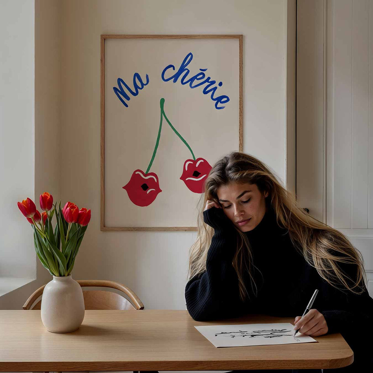 Ma Chérie Kersen – Popart poster als moderne urban wanddecoratie