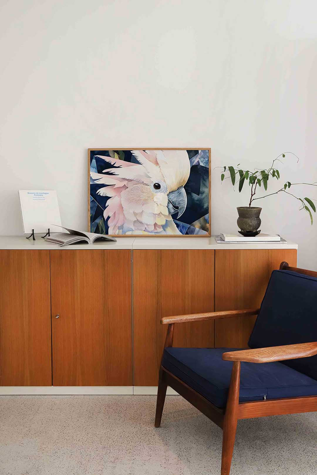 Papegaai in pastel – liggende dieren wanddecoratie van WallArtistic