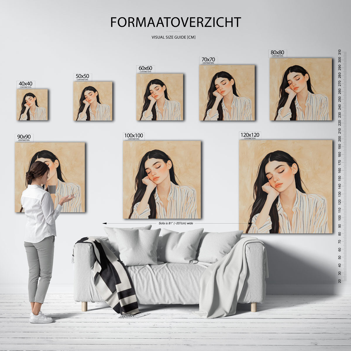 Slapende vrouw – vierkante muurposter voor een modern interieur