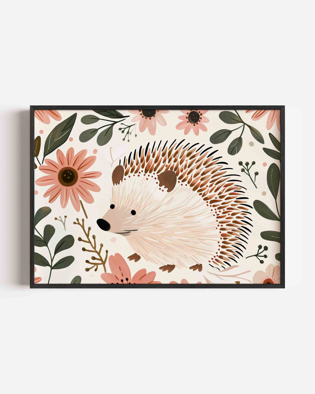 Egel en bloemen – landscape kinderposter als wanddecoratie