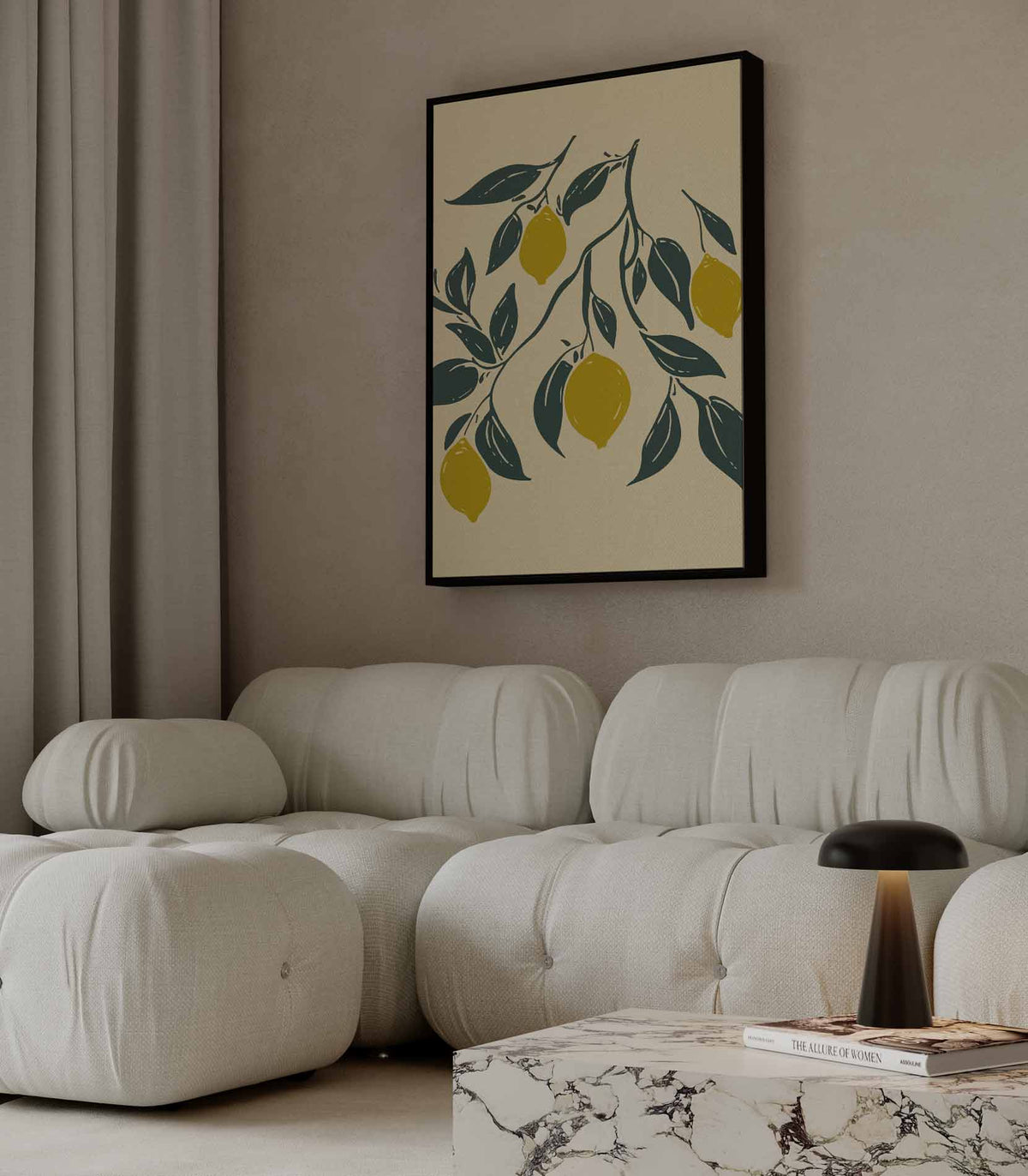 Citroenboom Sierlijke Wanddecoratie – staande wandkunst voor woonkamer of interieur
